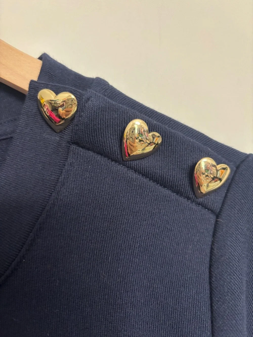 Talbots Navy Crewneck Sweater with Striped Heart Applique S Small NWT Americana - Picture 4 of 6